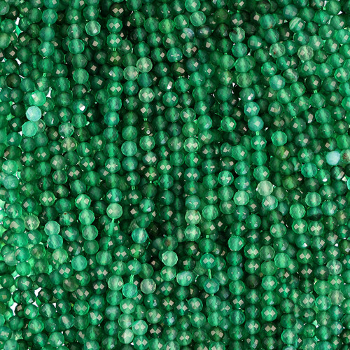 Green Onyx Round Faceted Gemstone Beads