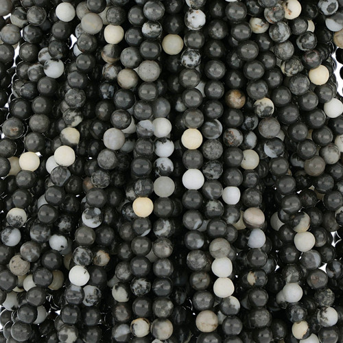 Black and White Zebra Jaspper Gemstone Beads 4mm