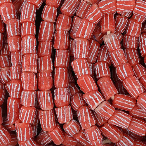 10mm African Glass Krobo Beads Red