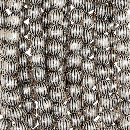 5.4MM Round Corrugated Antique Metal Beads