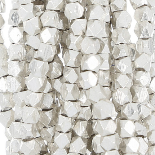 Faceted Silver Colored Beads 3x2.7MM