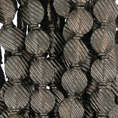 Gunmetal Colored Textured Coin Bead 12MM