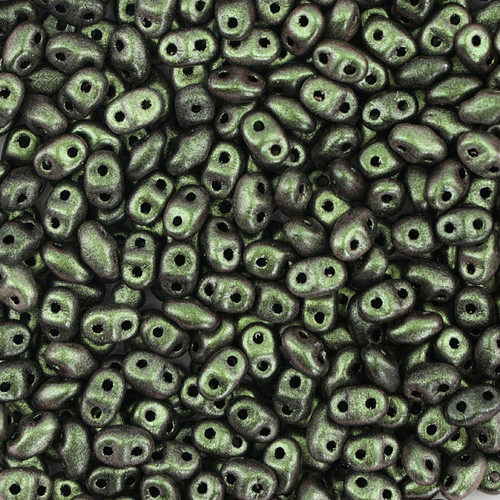Miniduo™ Czech Glass Beads - Chameleon Green
