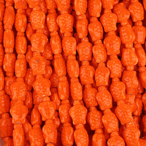 18x13x8 MM Ceramic Turtle Beads - Orange