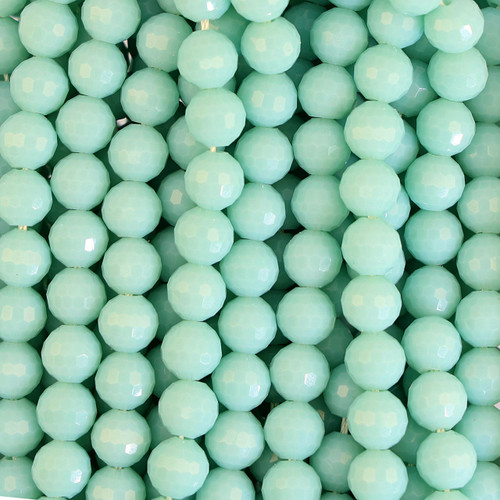 Round Faceted Glass Beads - Minty Green Round Faceted Glass Beads - Minty Green
