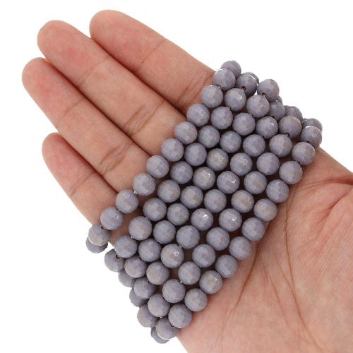 8mm Round Faceted Glass Beads - Thistle Gray