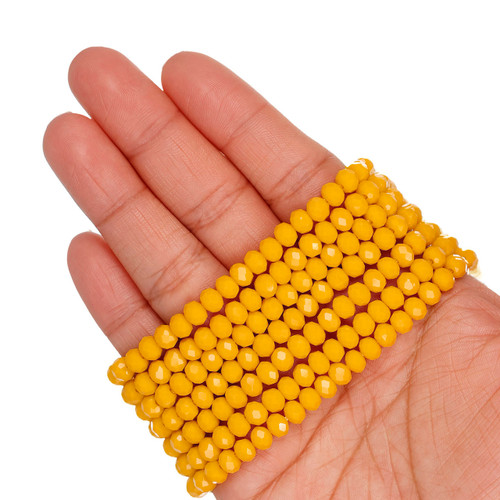 6mm Rondelle Faceted Glass Beads - Pineapple Yellow