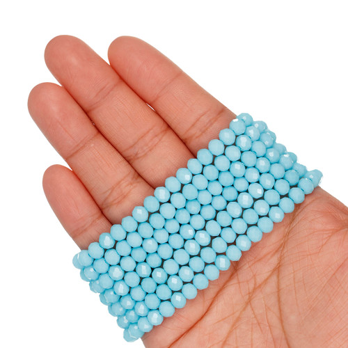 6mm Rondelle Faceted Glass Beads - Cloudy Sky Blue