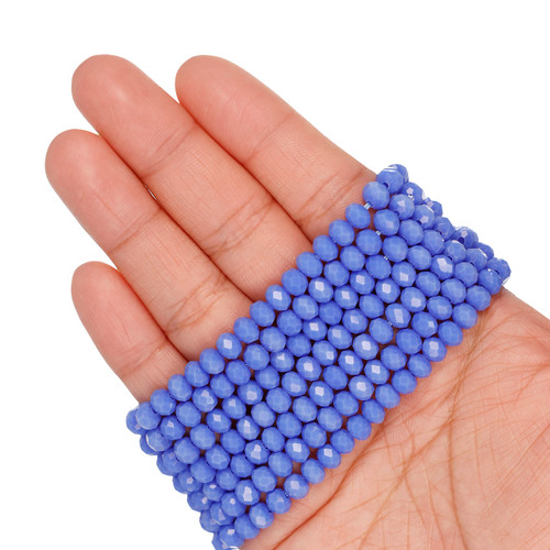 6mm Rondelle Faceted Glass Beads - Cloudy Air Force Blue