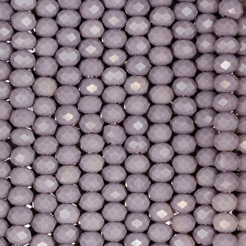 Rondelle Faceted Glass Beads - Light Lavender 6mm