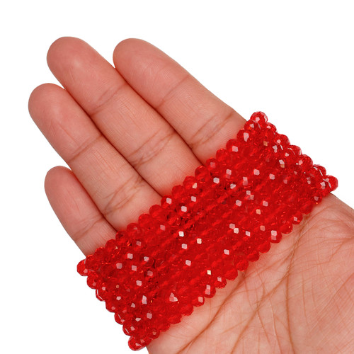 Rondelle Faceted Glass Beads - Crimson Red