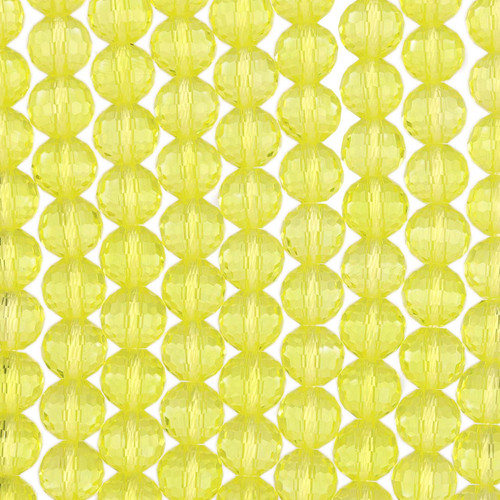 Round Faceted Glass Beads - Neon Yellow