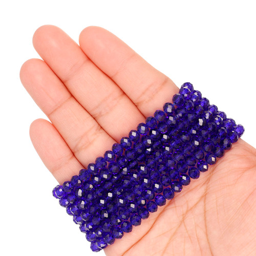 6mm Rondelle Faceted Glass Beads - Space Blue