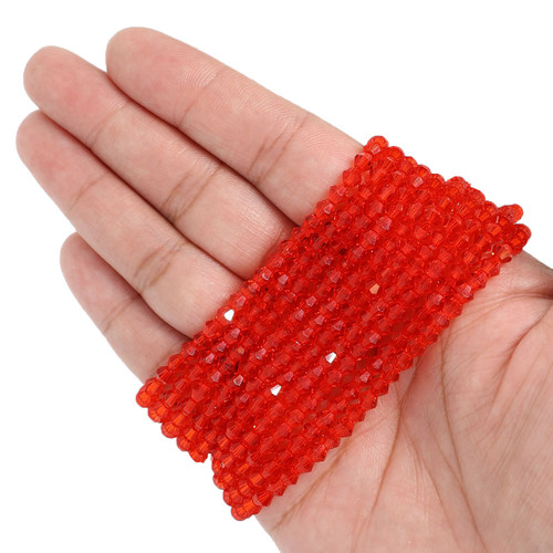 4mm Bicone Faceted Glass Beads - Crimson Red