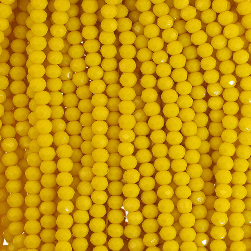 4mm Rondelle Faceted Glass Beads - Pineapple Yellow