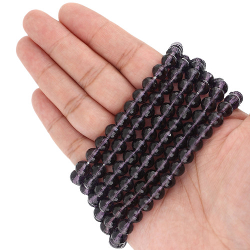 8mm Round Faceted Glass Beads -  Dark Lavender