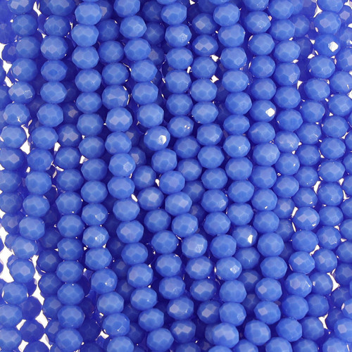 4mm Rondelle Faceted Glass Beads - Cloudy Air Force Blue