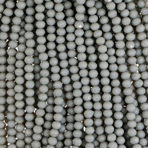 4mm Rondelle Faceted Glass Beads - Charcoal Gray