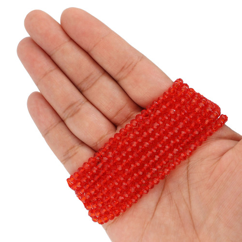 4mm Rondelle Faceted Glass Beads - Scarlet Red