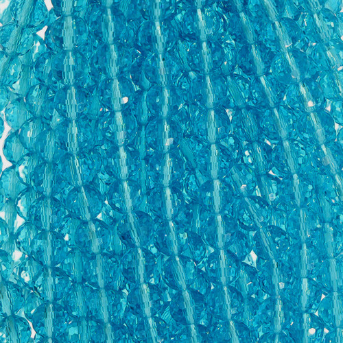 Round Faceted Glass Beads - Sky Blue