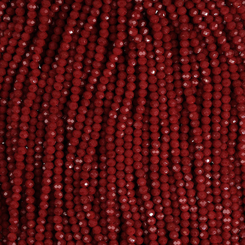 Rondelle Faceted Glass Beads - Ruby Red 3mm