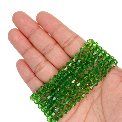 6mm Bicone Faceted Glass Beads - Lime Green