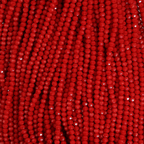 Rondelle Faceted Glass Beads - Crimson Red 3mm