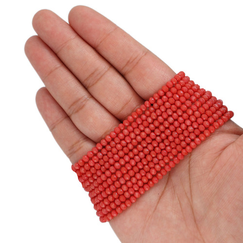 3mm Rondelle Faceted Glass Beads - Raspberry Red