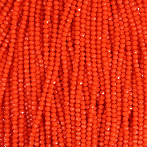 Rondelle Faceted Glass Beads - Red Orange 3mm