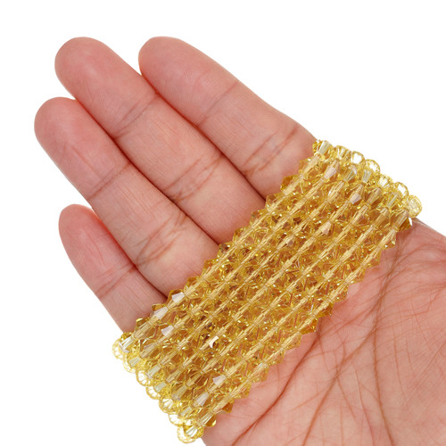 6mm Bicone Faceted Glass Beads - Mellow Yellow