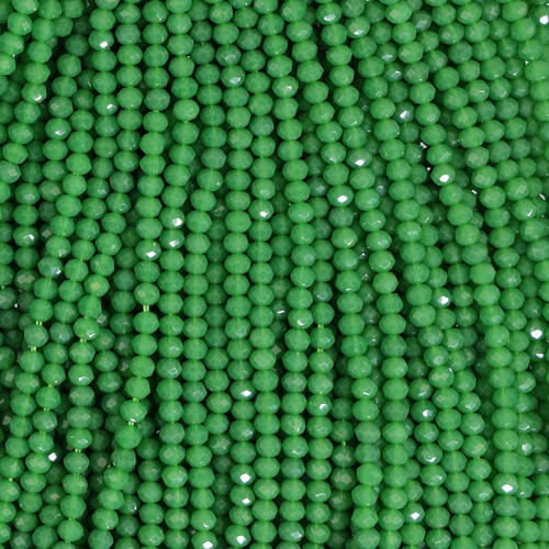 Rondelle Faceted Glass Beads - Lime Green 3mm