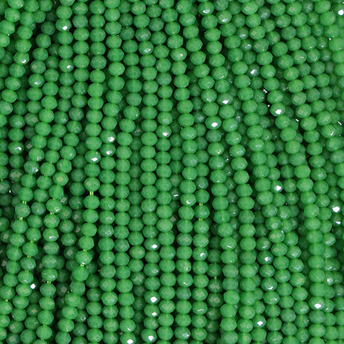 Rondelle Faceted Glass Beads - Lime Green