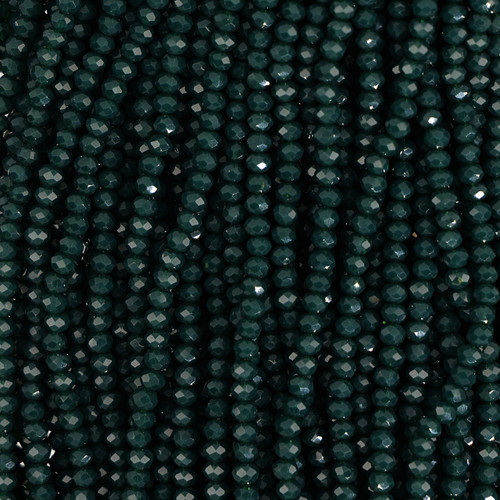 Rondelle Faceted Glass Beads - Forest Green 3mm