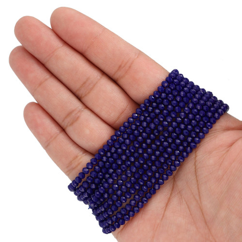 3mm Rondelle Faceted Glass Beads - Space Blue