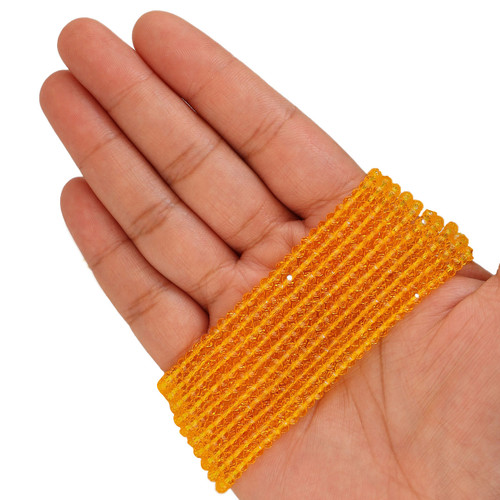 3mm Rondelle Faceted Glass Beads - Citrus Orange