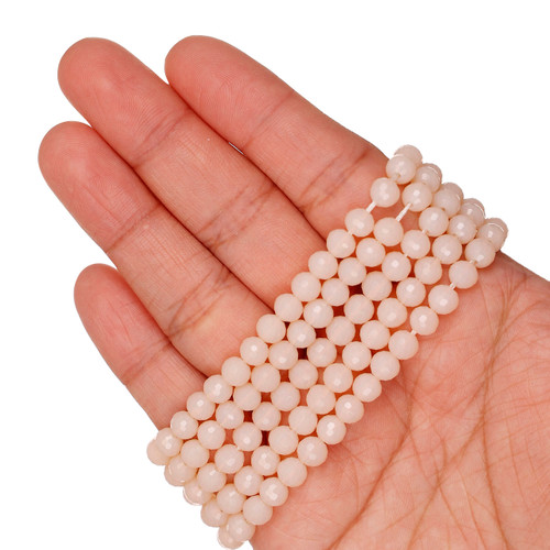 Round Faceted Glass Beads - Misty Rose