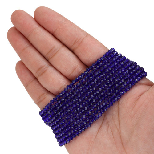 3mm Rondelle Faceted Glass Beads - Space Blue Transparent