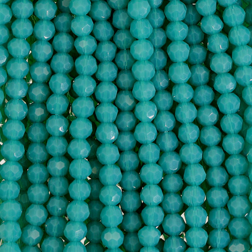 4mm Round Faceted Glass Beads Jade Green