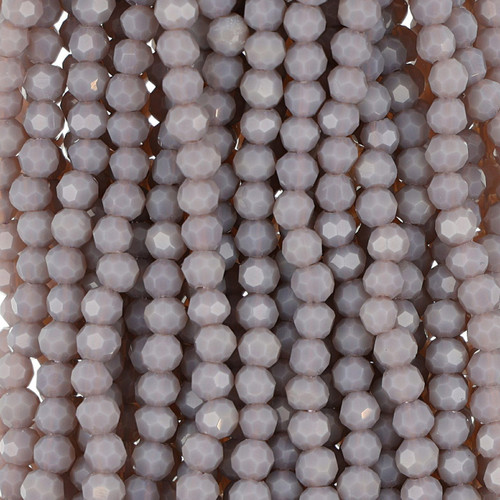 4mm Opaque Light Lavender  Round Faceted Glass Beads
