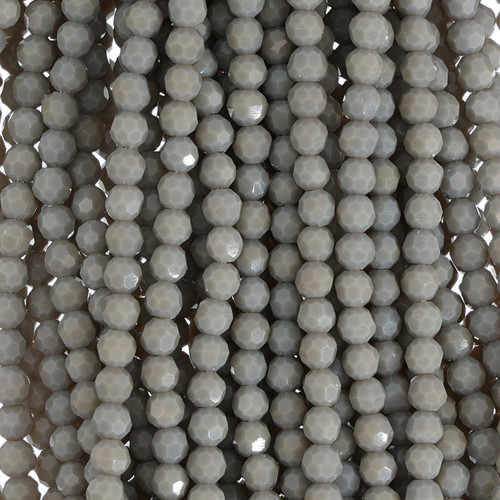 4mm Round Faceted Glass Beads Charcoal Gray