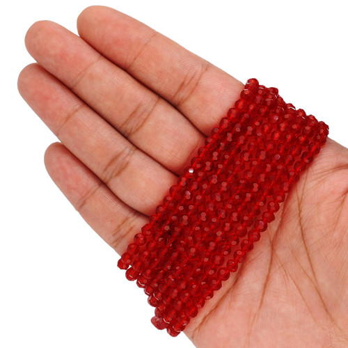 4mm Round Faceted Glass Beads Crimson Red