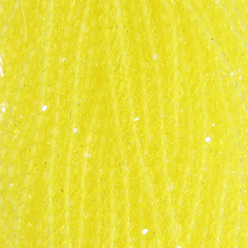 4mm Round Faceted Glass Beads Neon Yellow