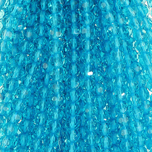 4mm Round Faceted Glass Beads Sky Blue
