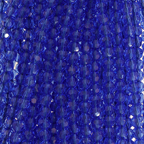 4mm Round Faceted Glass Beads Egyptian Blue