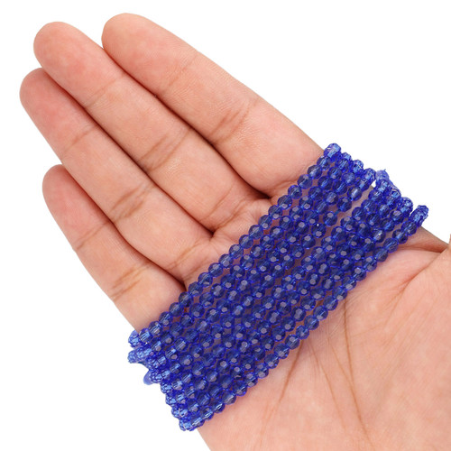 4mm Round Faceted Glass Beads Egyptian Blue