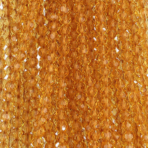 4mm Round Faceted Glass Beads Golden Brown