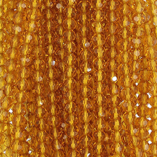 4mm Round Faceted Glass Beads Caramel Brown