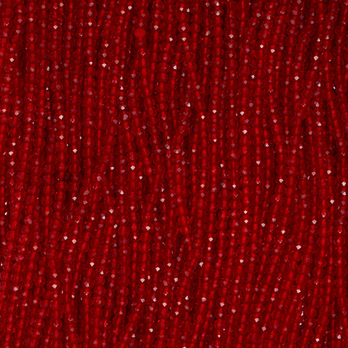 Round Faceted Glass Beads Crimson Red