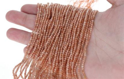 Sunstone Round Faceted Beads