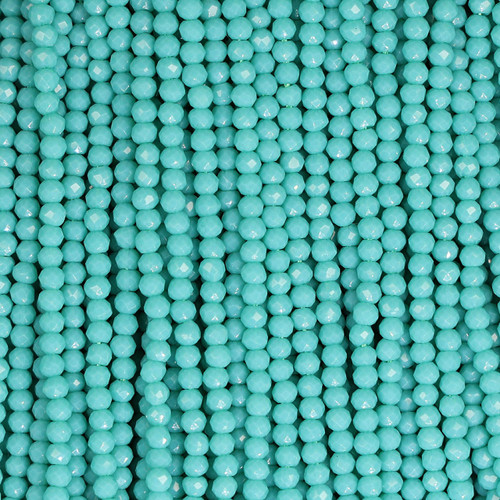 Round Faceted Glass Beads 3mm - Teal